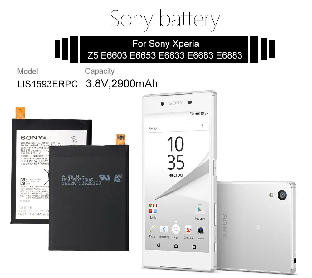 Sony LIS1593ERPC телефон батарея 2900 мАч для sony Xperia Z5 E6633 E6683 E6603 E6653 запасная батарея+ Бесплатные инструменты