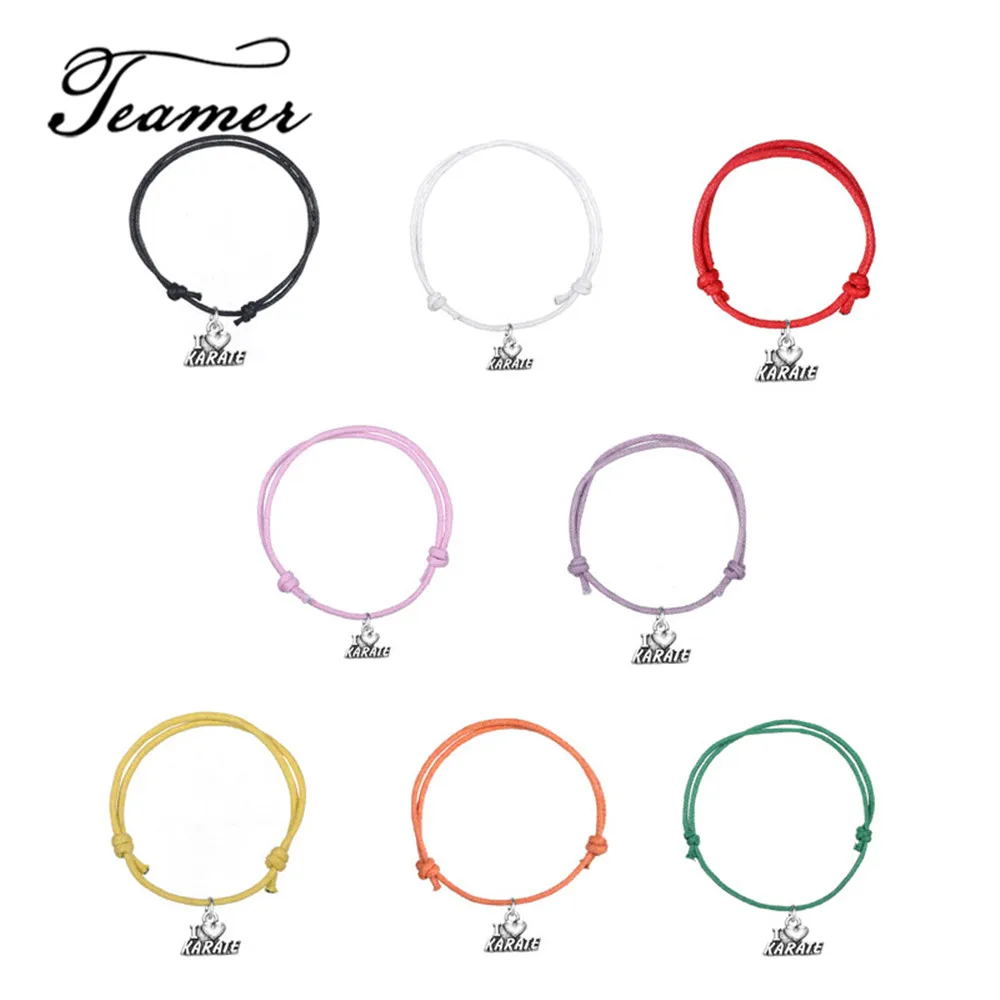 Teamer 5 шт./лот античный серебряный Регулируемый корейский вощеный шнур браслеты