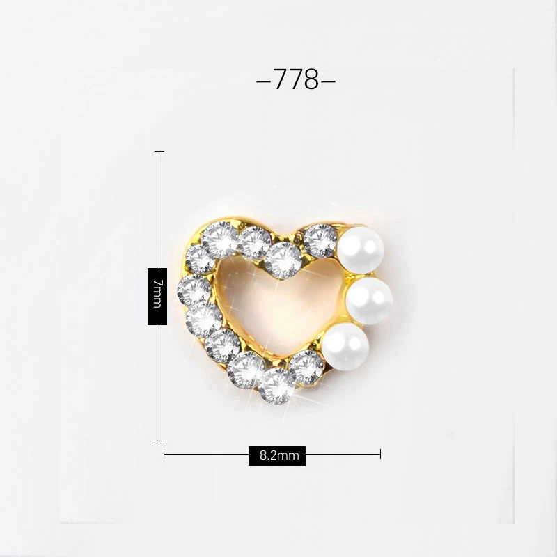RD778-5Pcs 3D кристаллы для ногтей в форме сердца металлические гвоздики для нейл-арта заклепки стразы украшения аксессуары starss драгоценные камни декор - Цвет: RD778-5Pcs