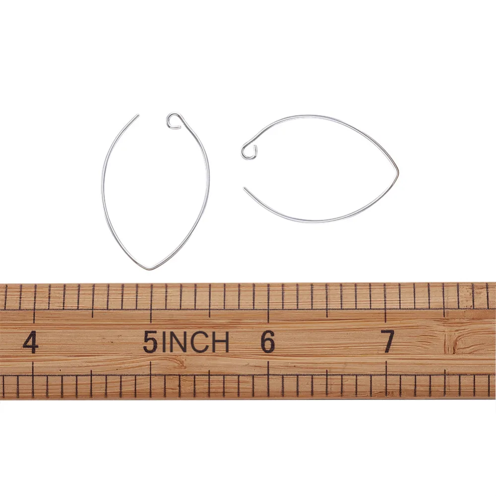 Pandahall 100 шт./лот около 23X37X1mm Платиновые латунные серьги проволочные обручи