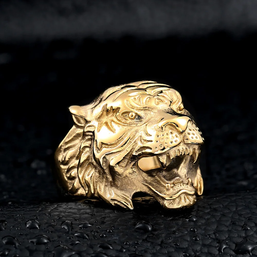 Кольцо с головой тигра из нержавеющей стали милое уникальное Ювелирное кольцо |
