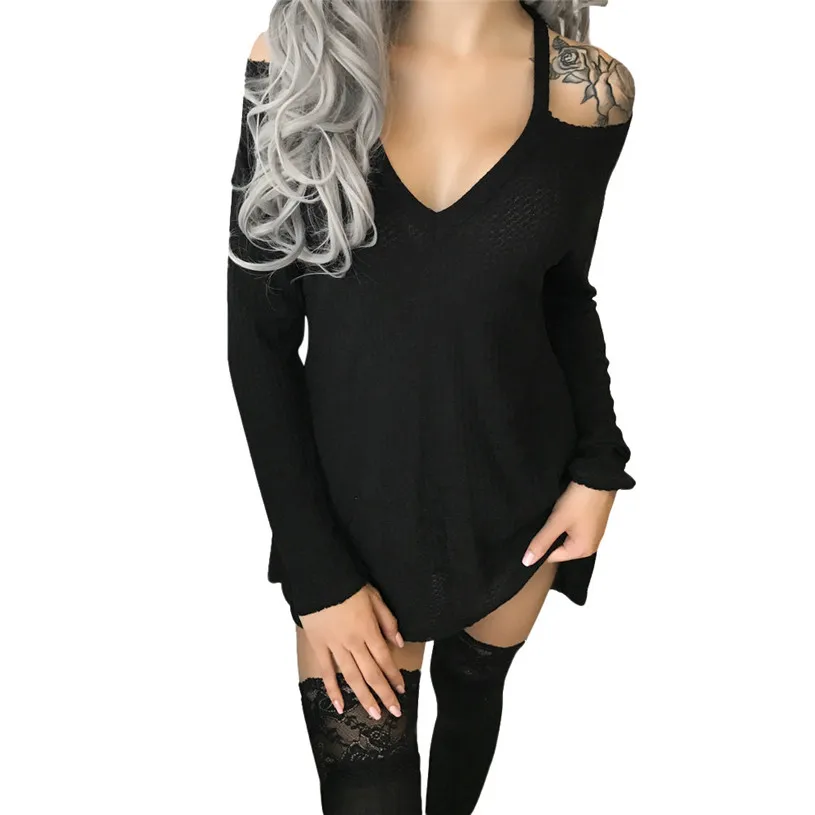 Womail 2017 Autumn Off Shoulder Women Knitwear Sweater Female V Neck Long Sleeve Jumper Winter High Elastic Sweaters#A30 | Женская