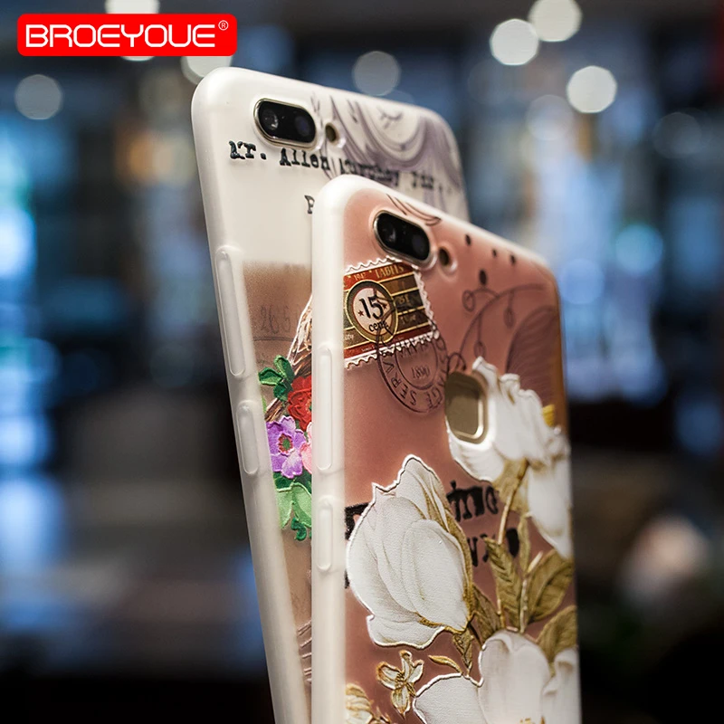 BROEYOUE Case For Huawei P8 P9 P10 P20 Lite 2016 2017 Nova 3E 3D Relief Soft TPU Flowers Phone Silicone Matte Floral Covers |