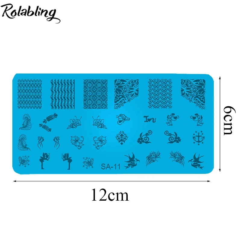 Металлическая пластина для дизайна ногтей Rolabling шаблоны печати рисунков