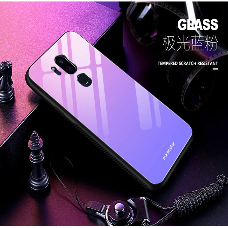 Чехол для lg G7 чехол ThinQ градиентное закаленное стекло+ чехол с мягкими краями 6,1 ''для lg G7 ThinQ dream glass чехол lg g7 чехол ThinQ s shell