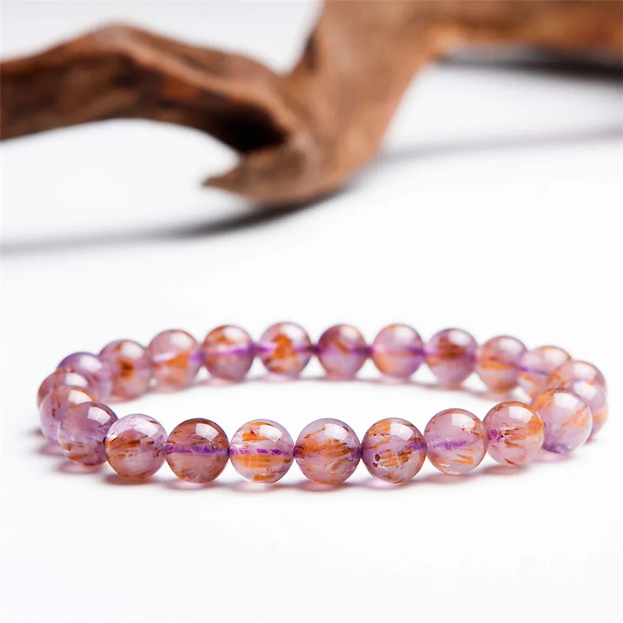 8 мм натуральный каксинит Rutilated кварц драгоценный камень прозрачный Кристальный