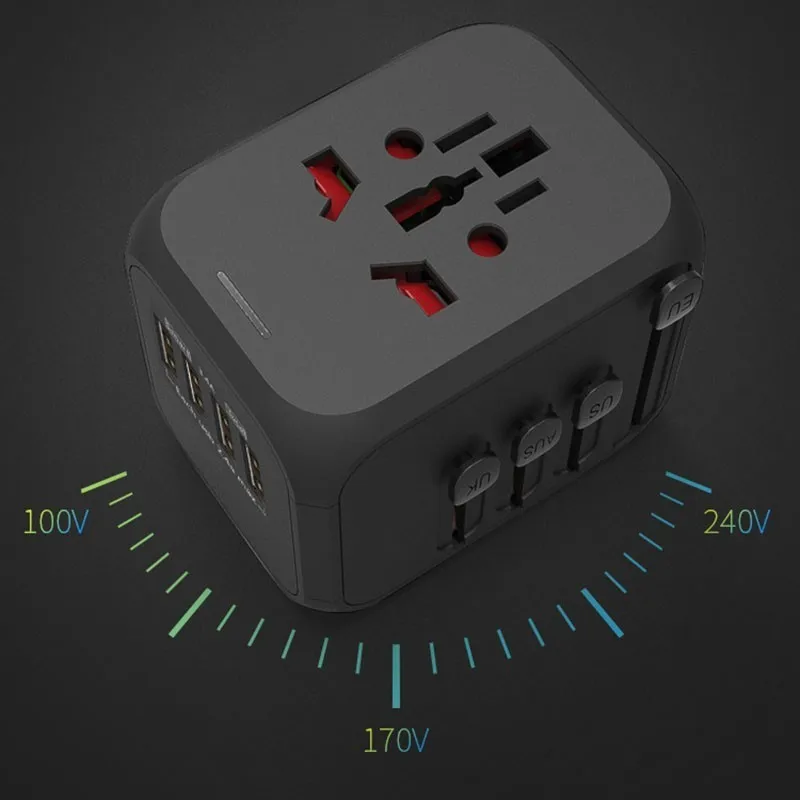 Дорожный адаптер Международный универсальный питания все в одном с 3.4A 4 USB по