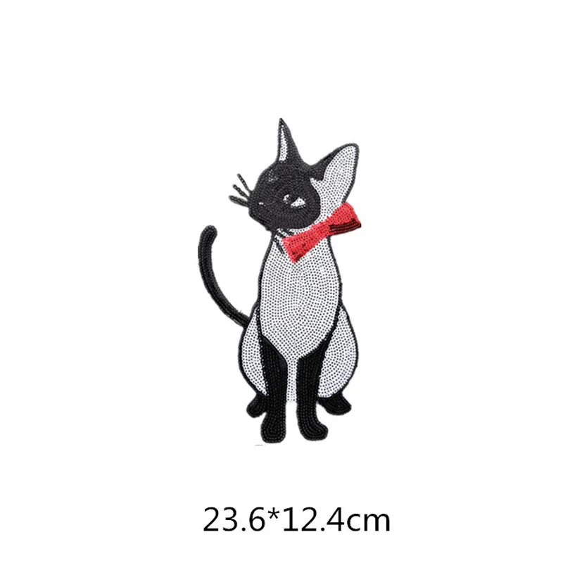 Embroidery sew On Patches for Clothing large a pair cat sequins patch DIYT shirt fashion accessories transfer applique | Дом и сад