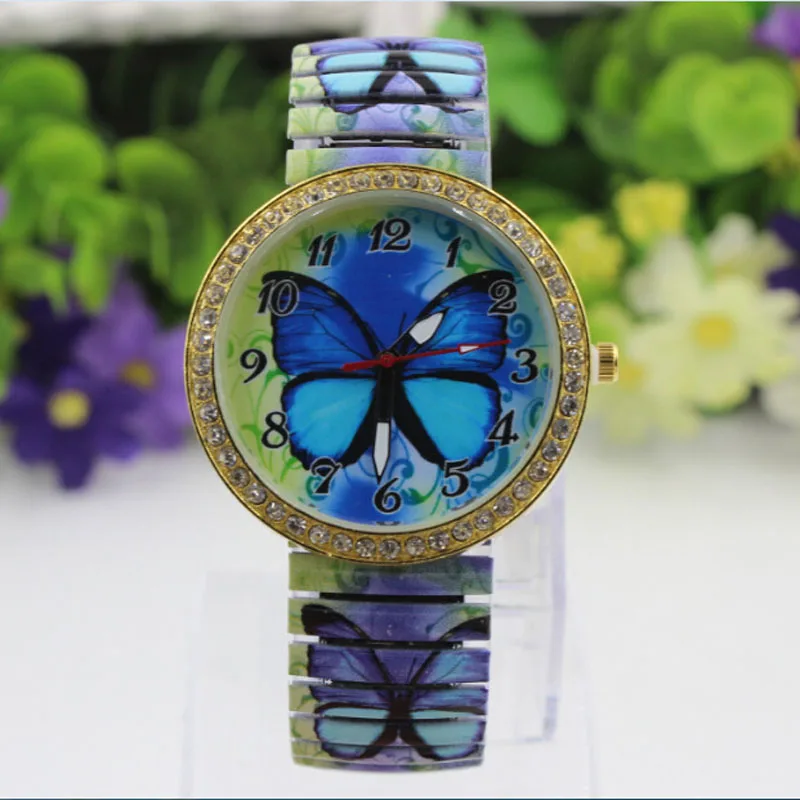 Женские часы с синей бабочкой кварцевые montre femme para mujer zegarki damskie браслет reloj bayan kol