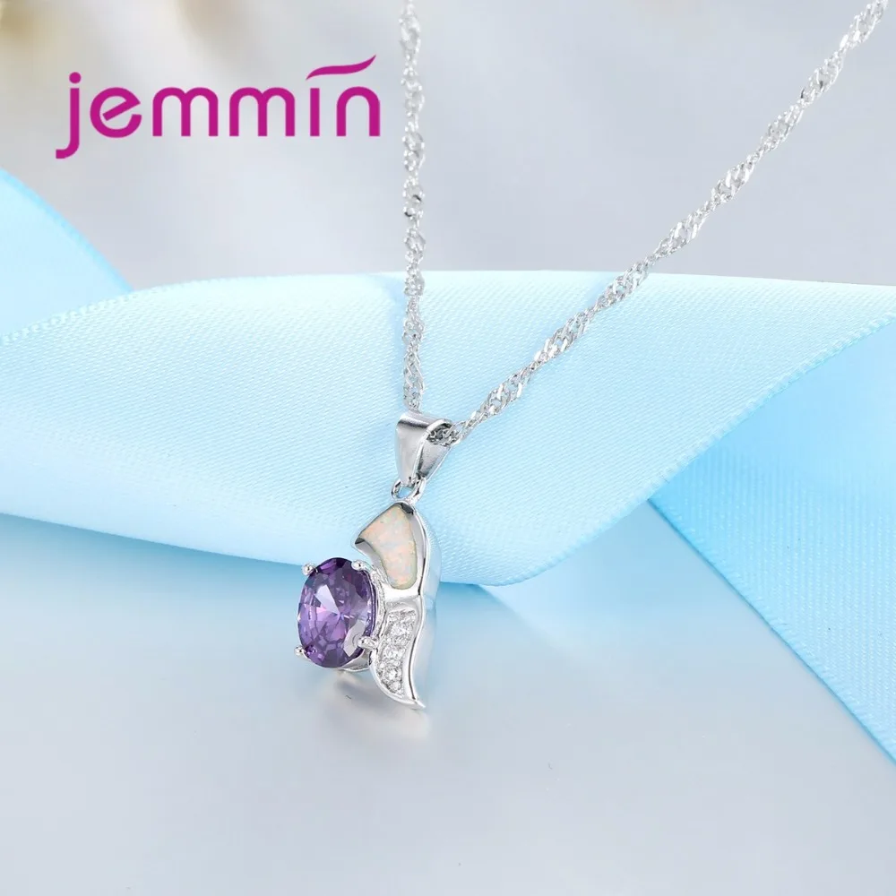 

Fashion Amethyst Wedding Engagement Pendants Necklaces For Women Fine Opal Sterling Silver Choker Necklace Female Jewelry