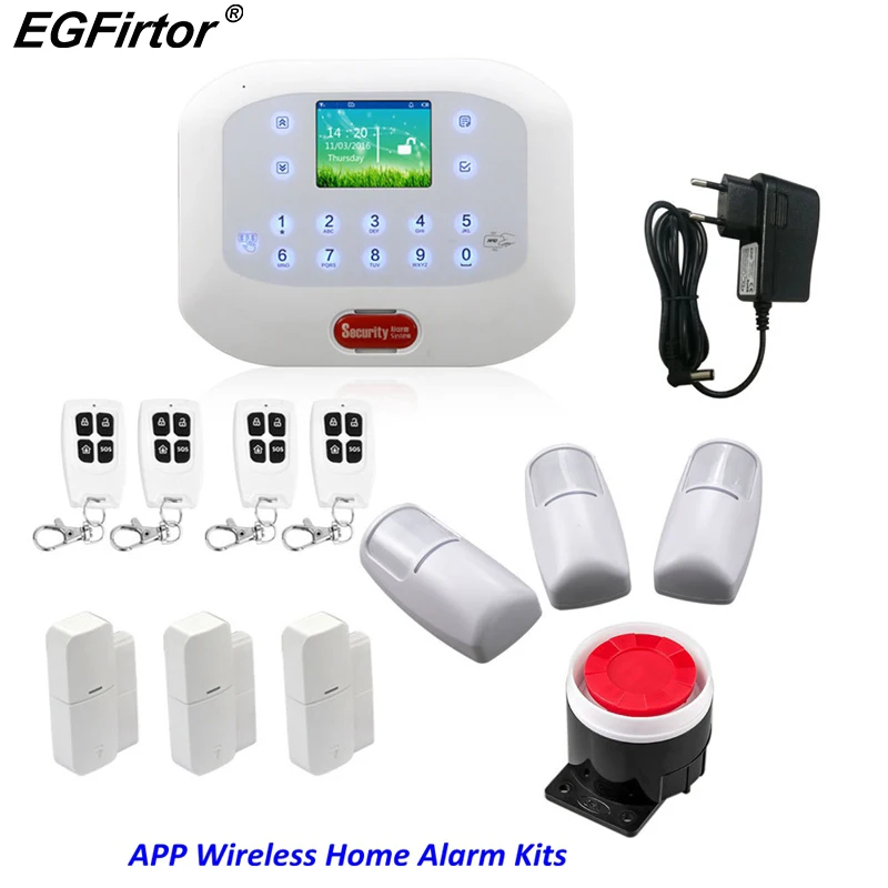 Security Alarm 433MHz Wireless Home Alarm Kit Burglar Alarm System With Mobile App Control GSM RFID Arm Disalarm For Home Safe