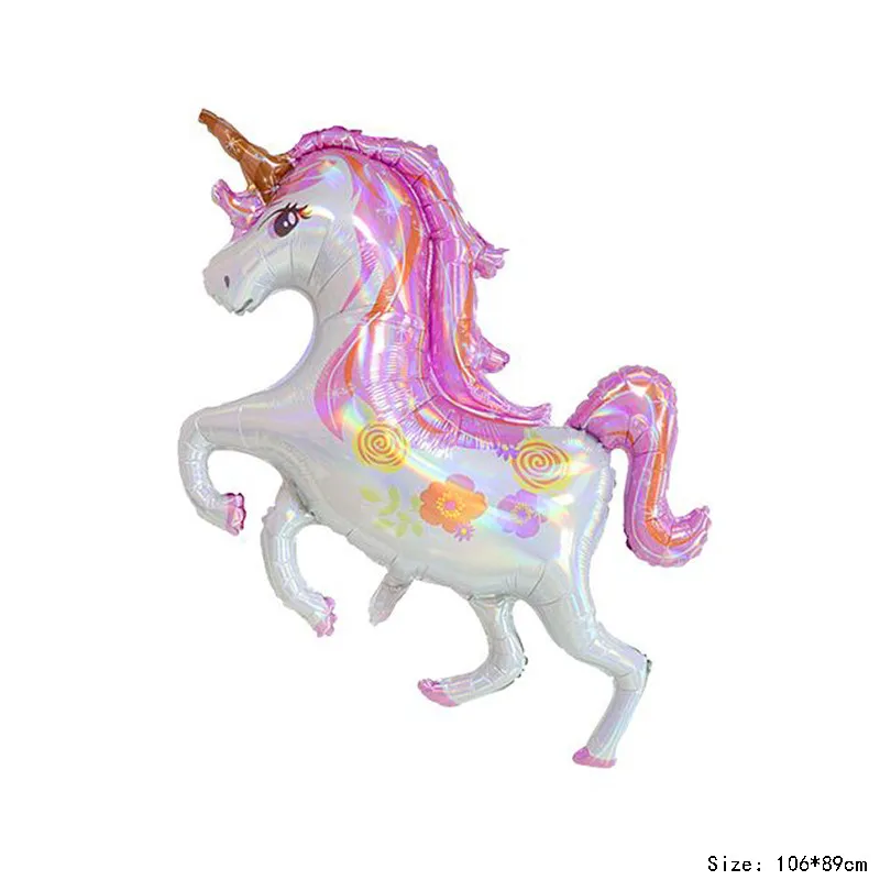 Laser StandinUnicorn 1 шт., милые воздушные шары из фольги с цветком, с лазером, с единорогом, розовые летающие воздушные шары, декор для свадьбы, дня рождения, вечеринки, детские игрушки, подарок - Цвет: Laser StandinUnicorn