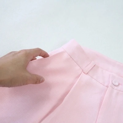 Pink Fashion suits Women's Summer New 7-point sleeve suit + wide leg high waist shorts thin women |
