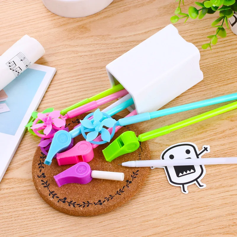 Kawaii Красочные канцелярские Забавные игрушки мельница Whistl гелевая ручка милый