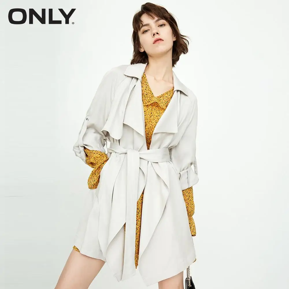 VAPOR GREY Только женский стиль tencel ремень с длинным тренчем | 118336505 - Цвет: VAPOR GREY