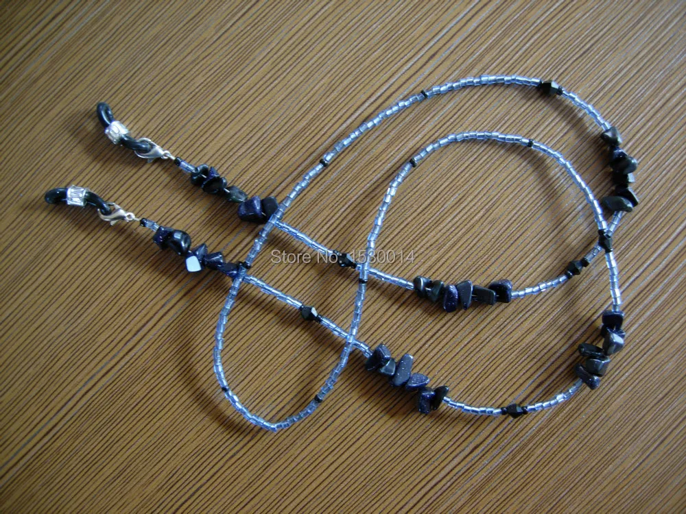 eyewear fashionable shining stone and glass seed beaded eyeglass chain retainer holder