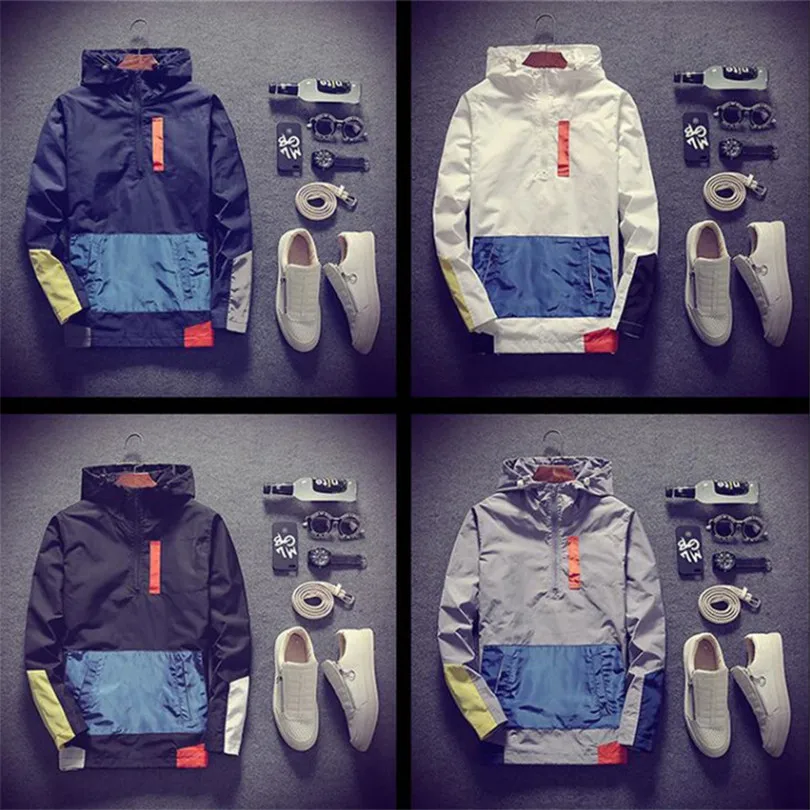 Новинка 2019 года весна куртки для мужчин лоскутное Анорак куртка мода хип хоп плюс