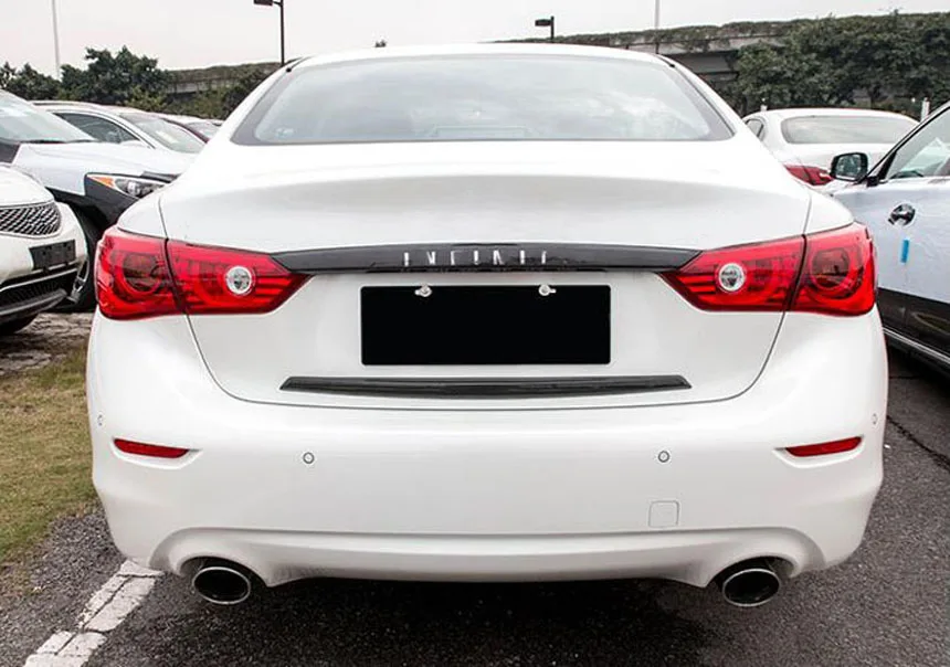 Внешние аксессуары для infiniti Q50 Q50L багажник Задняя дверь бампер из углеродного волокна декоративная защитная наклейка крышка