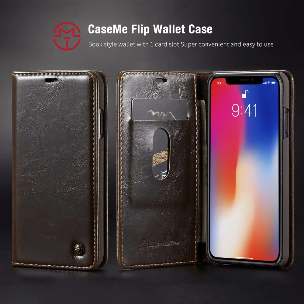 50 шт./лот чехол для телефона Iphone Xs max Xr роскошный CaseMe кожаный магнитный X 8 7 6 plus|Чехлы-портмоне| |