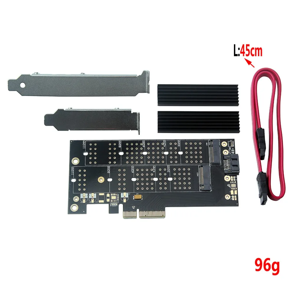 

Двойной M.2 SSD NVME (ключ m) или SATA (ключ b) к PCI-e 3,0x4, плата расширения хоста контроллера с низкопрофильным кронштейном и радиатором