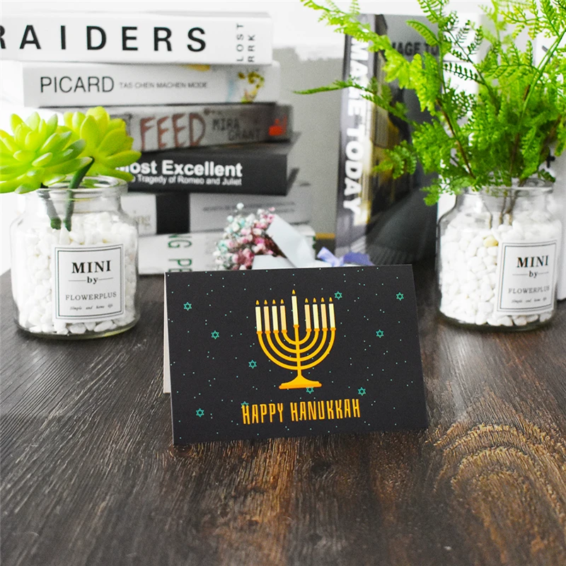 6 шт Happy hanukkah гексаграмма евр Спасибо карты с конвертом наклейки на заказ заметки карта пустой внутри поздравительная открытка подарки