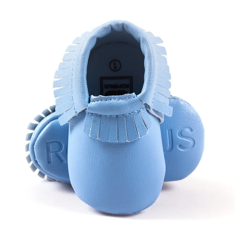 Wholesale 30pairs/lot Baby Boys Moccasin Leather Baby Shoes Toddler First Walkers Soft Comfortable Light Blue Children's Shoe