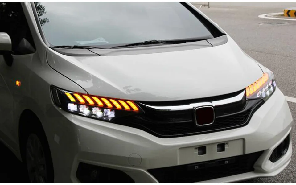 AKD Тюнинг автомобилей фары для Honda FIT JAZZ GK5 светодиодные фары DRL ходовые огни биксеноновые фары Противотуманные фары с ангельскими глазками авто