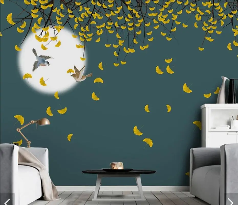 Листья Ginkgo листья дерева настенная бумага для гостиной детской спальни s рулон