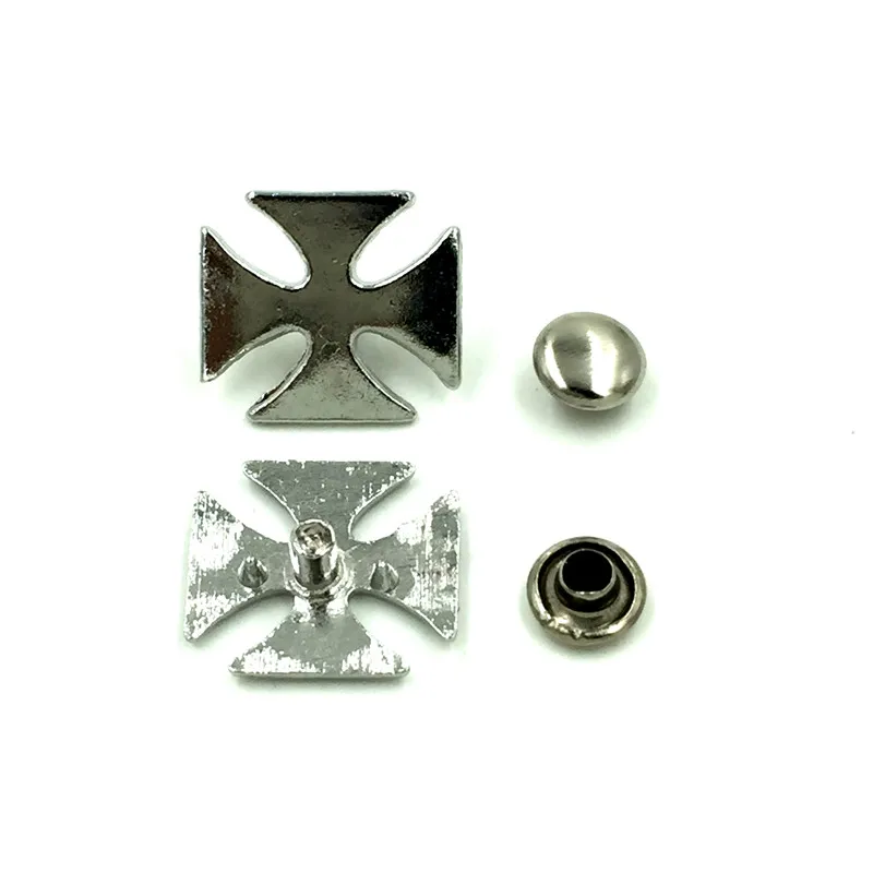 30 Sets Silver Tone Punk Windmill Cross Garment Studs Spots Spike Rivets Fashion Bag Belt Making 14x15mm | Украшения и аксессуары