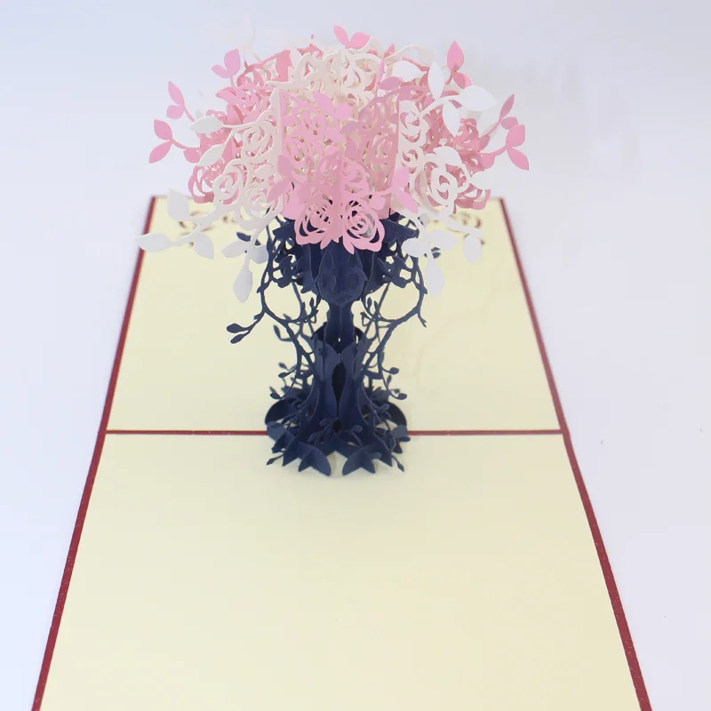 1 шт. цветочный горшок с лазерной резкой для влюбленных открытка 3D выдвижной