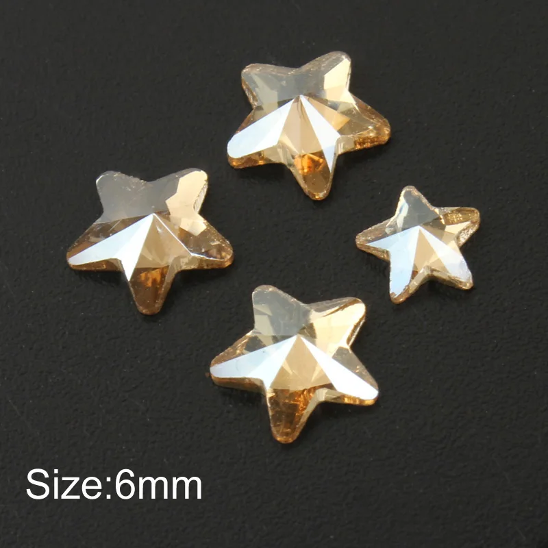 Star 6mm Новая волна, стразы в форме шампанского, 30 стилей, цветные камни с плоской задней поверхностью, 30 шт/100 шт, для 3D украшения ногтей - Цвет: Star 6mm