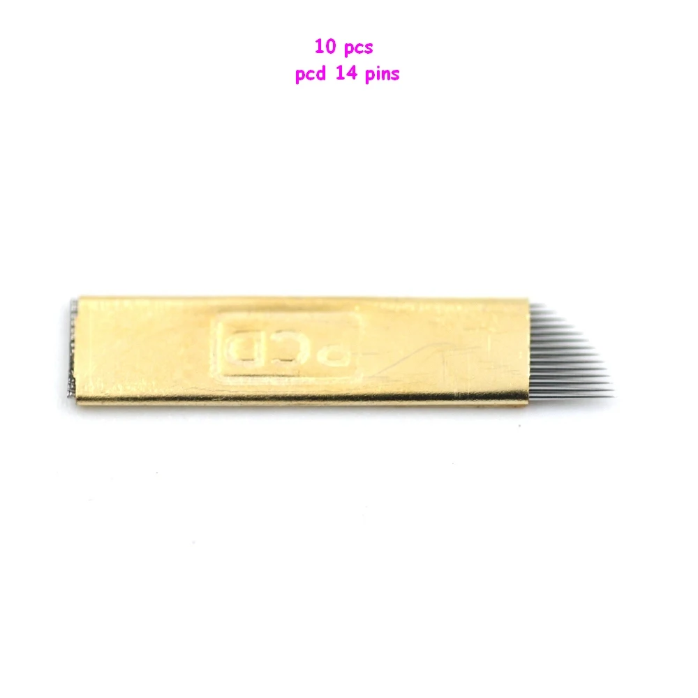 10 шт PCD 14 Pin Перманентный макияж бровей Тату лезвие микроблейдинг иглы для