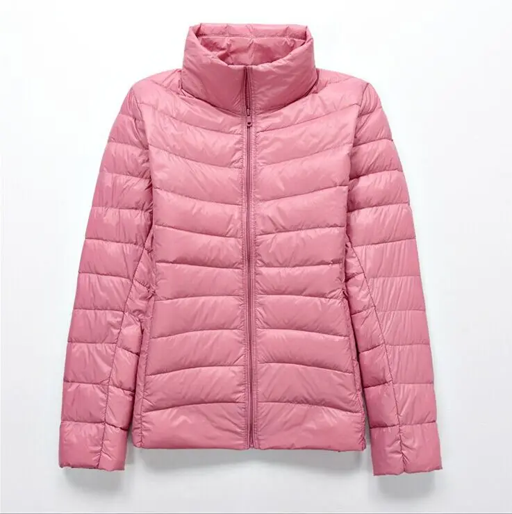 pink Бренд, 90% белый утиный пух, ультра-светильник, куртки для женщин, Осень-зима, пуховик, пальто, женский, на молнии, с карманами, пуховик, парка - Цвет: pink