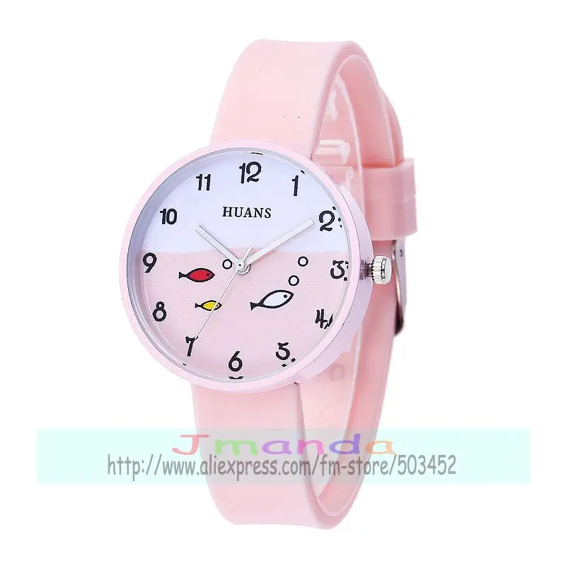 100 шт./лот huans женские милые силиконовые часы карамельных цветов кварцевые в виде
