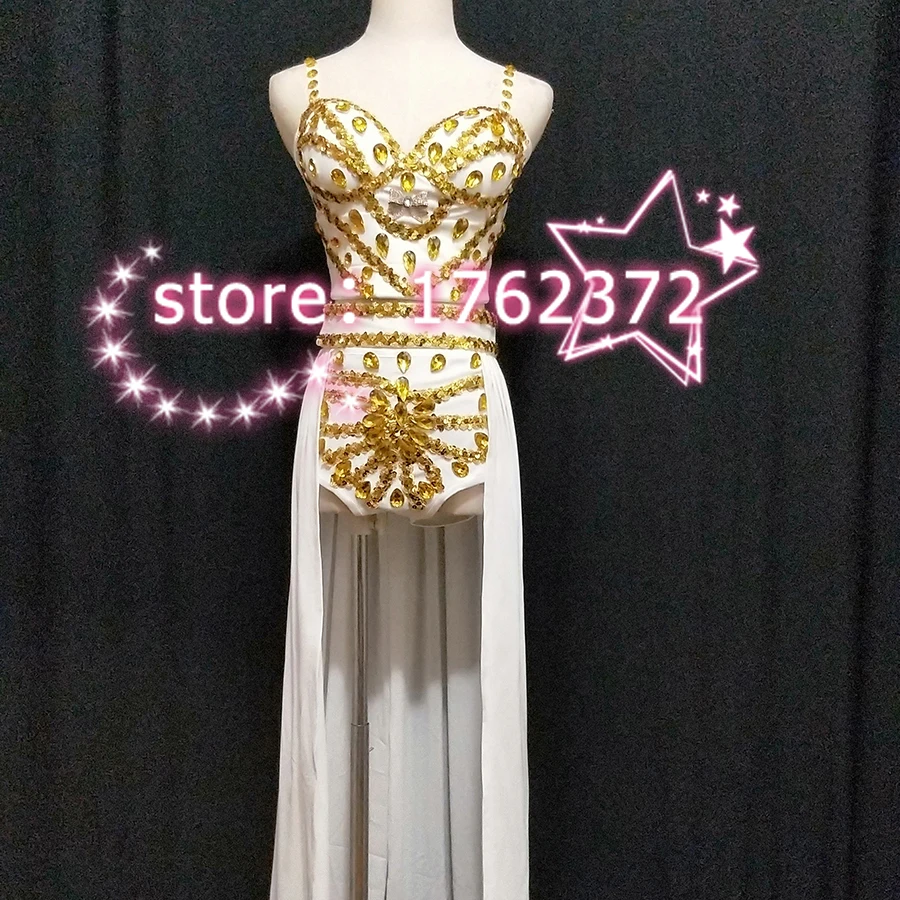 Женский костюм для певицы сцены Золотой комбинезон танцевальный наряд DJ DS шоу