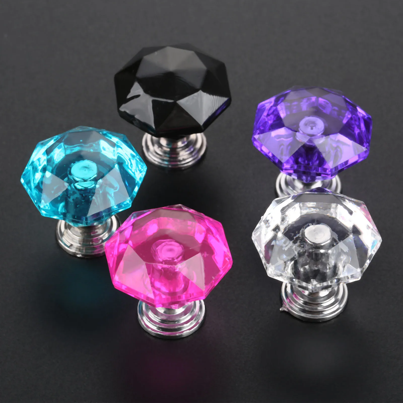 

1Pc 24mm Diamond Shape Design Crystal Glass Knobs Cupboard Pulls Drawer Knobs Kitchen Cabinet Handles Furniture Handle Hardware
