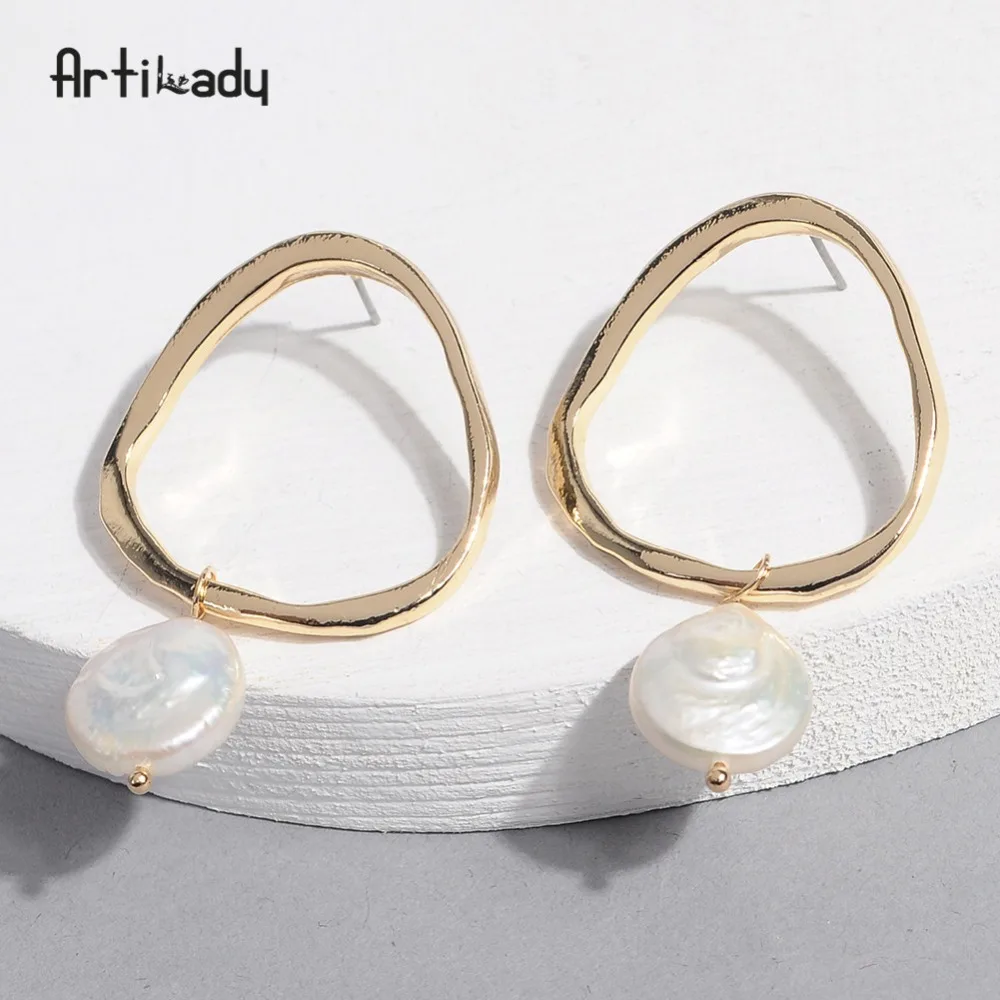 Artilady корейские серьги с барочным жемчугом для женщин для девушек золотые Висячие подарки на день рождения серьги для женщин