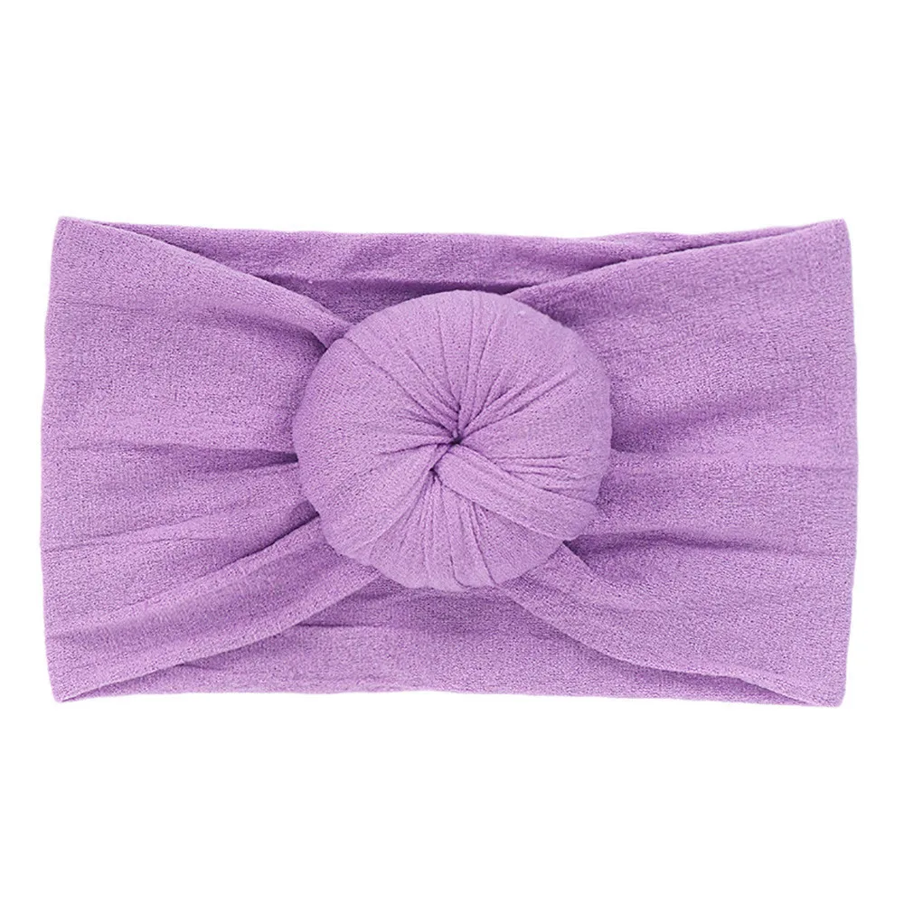 Purple Детская круглая повязка на голову, растягивающийся бант для повязки на голову для девочки, тюрбан, узел, Детские турбины, аксессуары, Cabelo Para Bebe лента для волос для девочки - Цвет: Purple