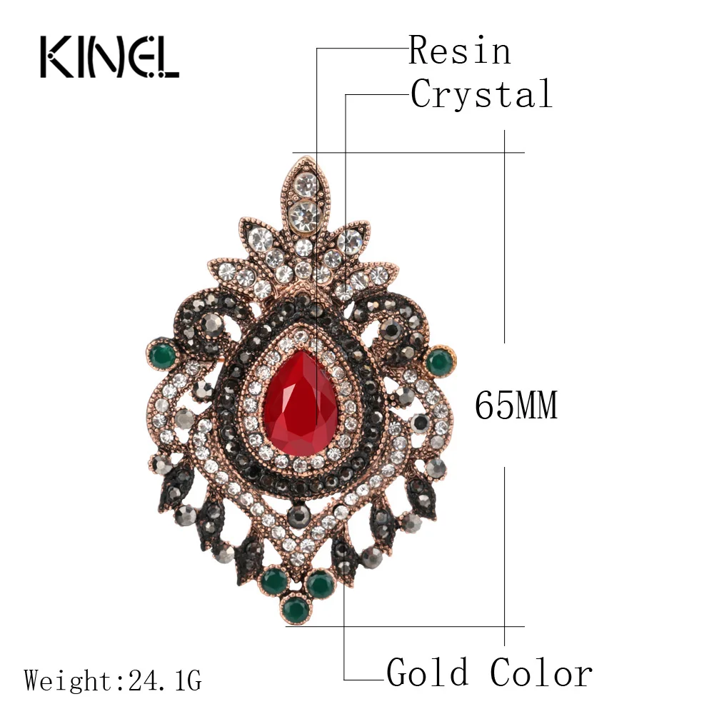 Kinel Новые поступления брошь Ceystal винтажные аксессуары красная смола яркая Брошь