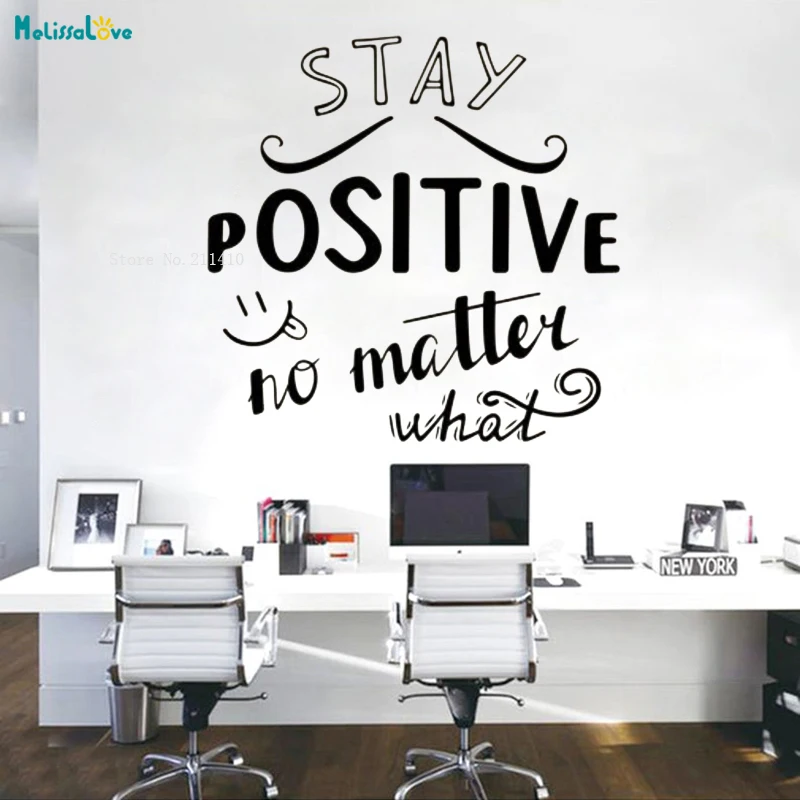 Teamwork Words Business Stay Positive No Matter What Decals Self-adhesive Office Decoration Wall Art Murals Vinyl Poster YT1792