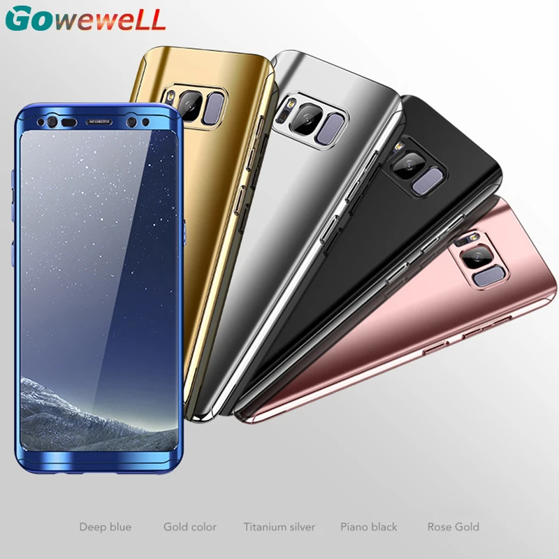 GOWEWELL Luxury Laser Plating 360 Phone Case for Samsung galaxy S8 S9 Plus Galaxy S7 Edge Note 8 duo Back Cover Full Film |