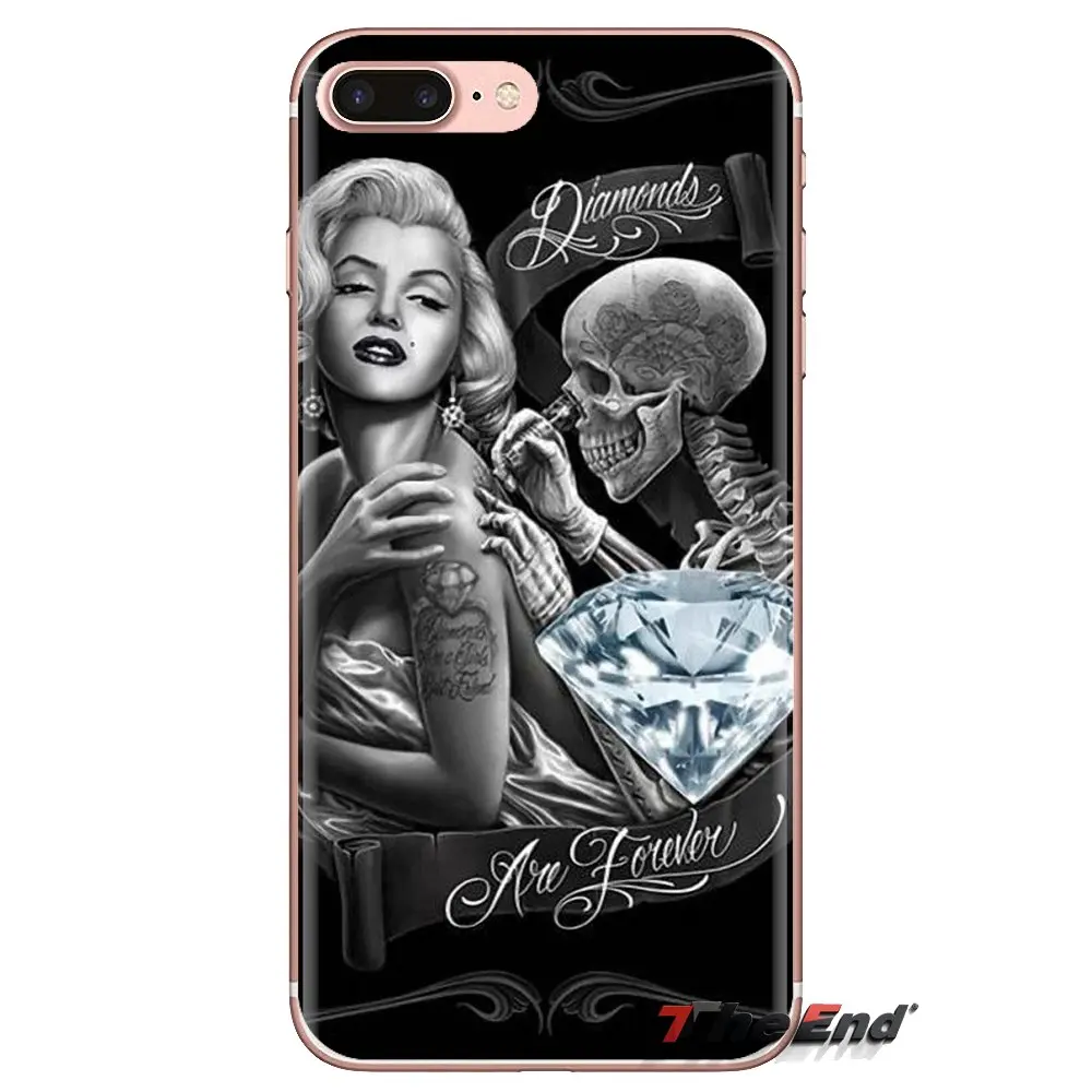 Silicone Skin Case marylin monroe tatooe glasses Skull For Samsung Galaxy S3 S4 S5 Mini S6 S7 Edge S8 S9 S10 Plus Note 3 4 5 8 9 |