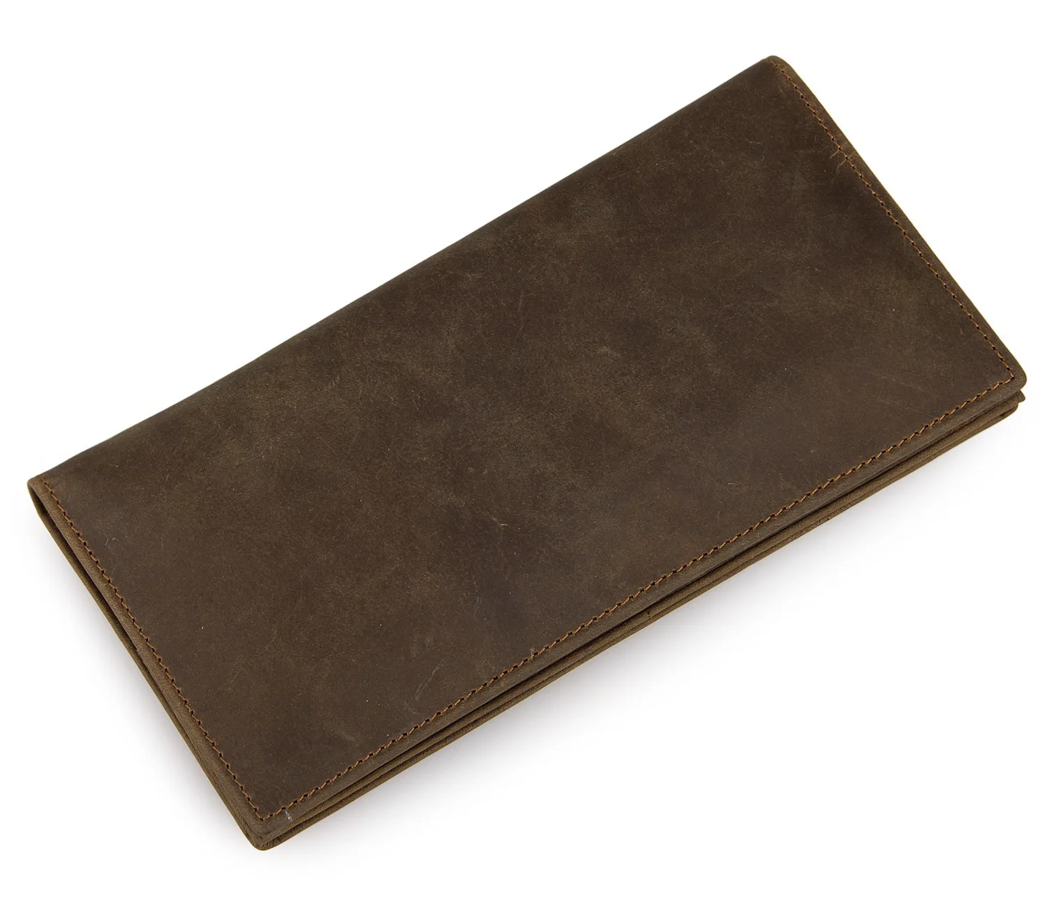coffee 2 fold wallet Мужские кошельки из натуральной кожи винтажный Модный стильный кошелек, длинные бумажники Прямая с фабрики цена crazy horse кожа Длинный - Цвет: coffee 2 fold wallet