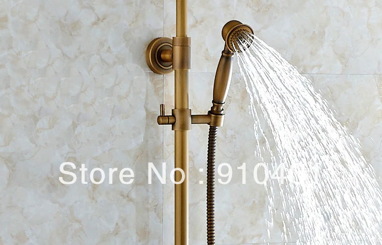 Wholesale And Retail Promotion NEW Antique Brass Wall Mounted Rain Shower Faucet Set Swivel Bathtub Mixer Tap | Дом и сад
