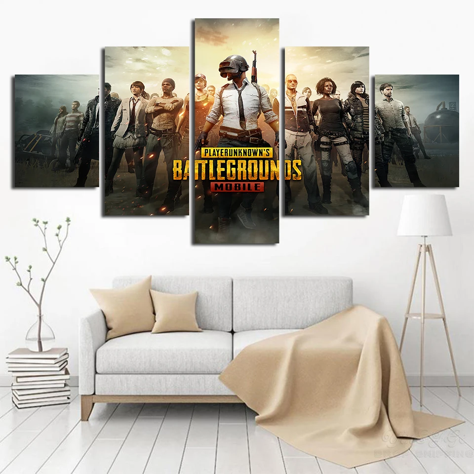 Kids Room Home Decoration Canvas Painting Picture 5 Pieces Pubg Game Wall Art Prints Modular Jedi Survival Battle Poster Artwork | Дом и сад
