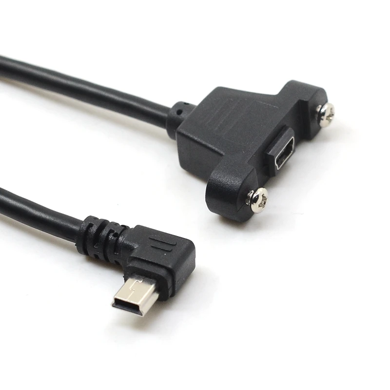 Mini-USB крепление на панели, тип Mini USB 5Pin штекер к женскому удлинительному адаптеру кабель угловой с винтами 30 см 50 см