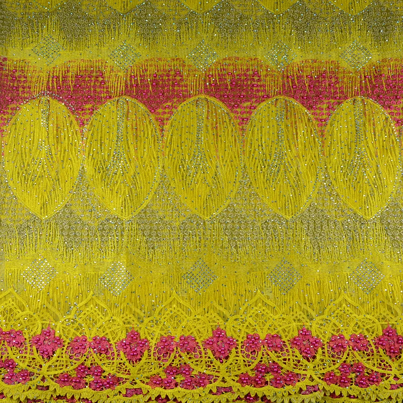 

Popular African Lace Fabric High Quality French Lace Fabric Embroidery Lace Fabric With Stones And Beaded For Wedding Dress F420