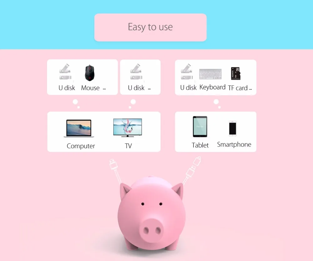 Концентратор ORICO H4018 концентратор Litte Pig с 3 портами и кард ридером TF SD для MacBook Air