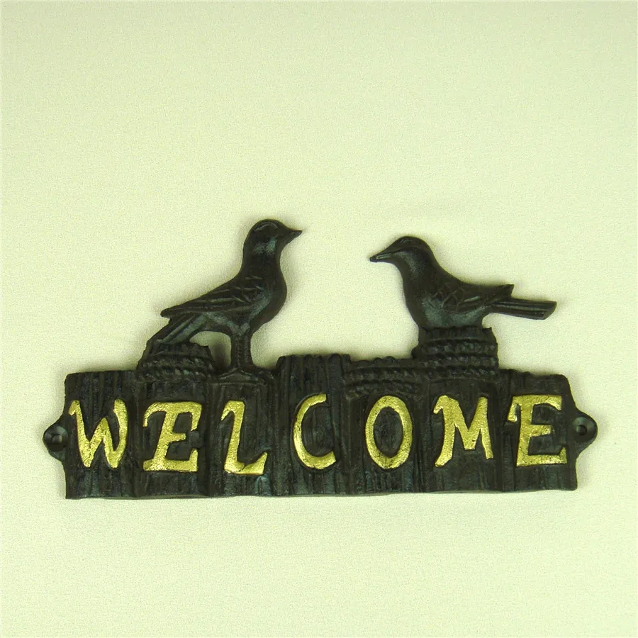 

Cast Iron Seagull and Stake Welcome Plaque Metal Ornament Gift and Craft Embellishment Accessories for Garden and Door Decor