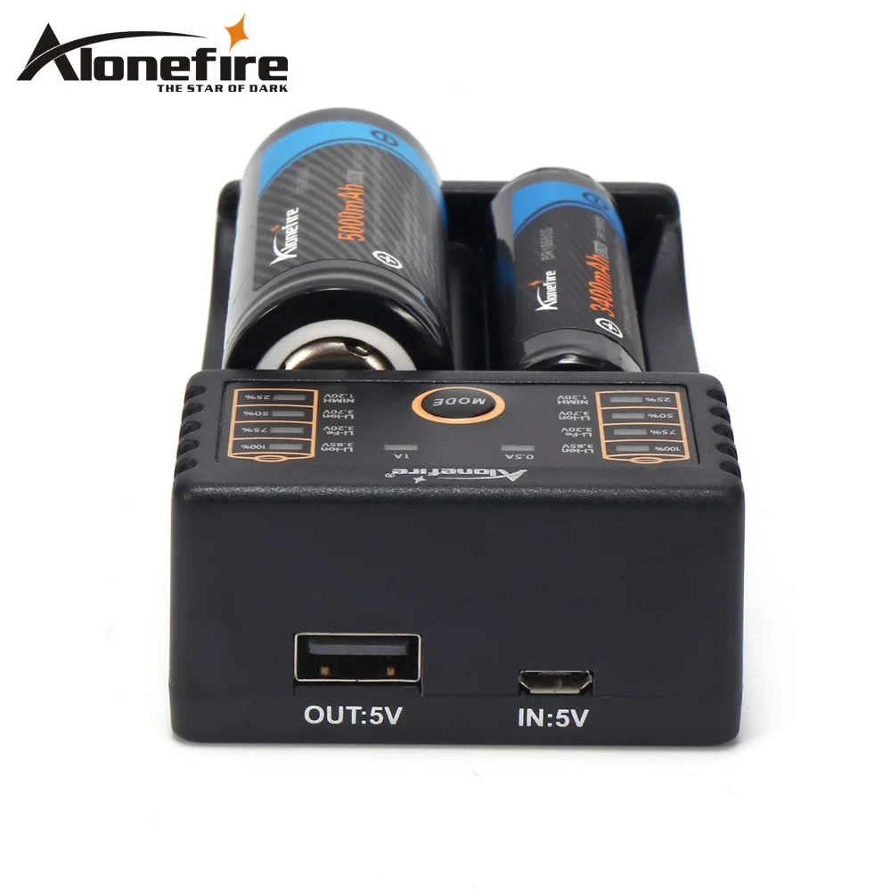 Alonefire mc202 18650 зарядное устройство 1.2 В 3.7 В 3.2 В 3.85 В AA/AAA 18350 26650 14500 16340 NiMH литиевая батарея фонарик USB зарядное устройство
